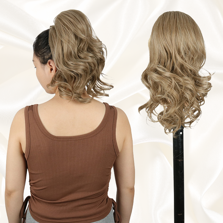 Ponytail Marilyn 14 Pouces Curly Waves Straight - semi-naturel